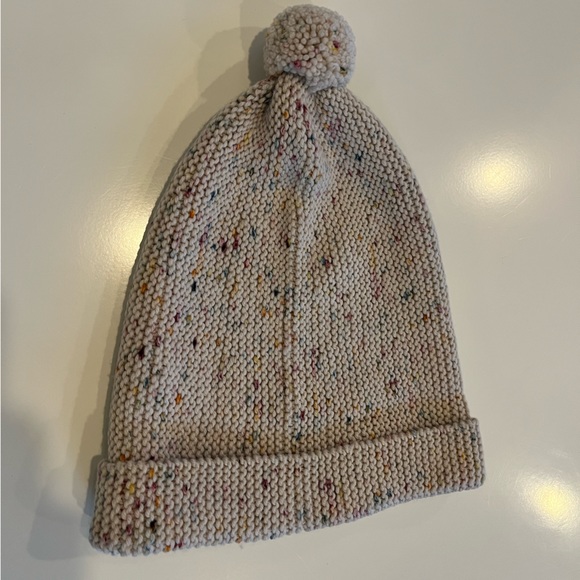 Misha & Puff Merino Wool confetti cream pom pom adult hat, Like New! - Picture 2 of 7